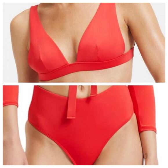 Good American Bright Poppy Sexy Boost Bikini Top Sculpt Good Waist Bikini Set - Picture 1 of 16